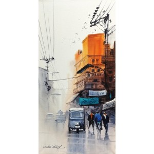 Zahid Ashraf, 12 x 24 inch, Watercolor On Canvas, Cityscape Painting, AC-ZHA-055